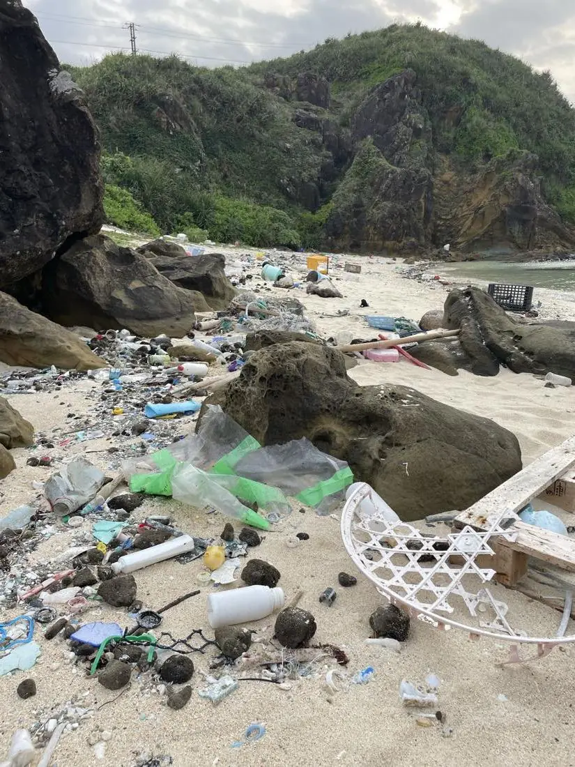 流れ着いたプラスチックごみで埋め尽くされた浜辺